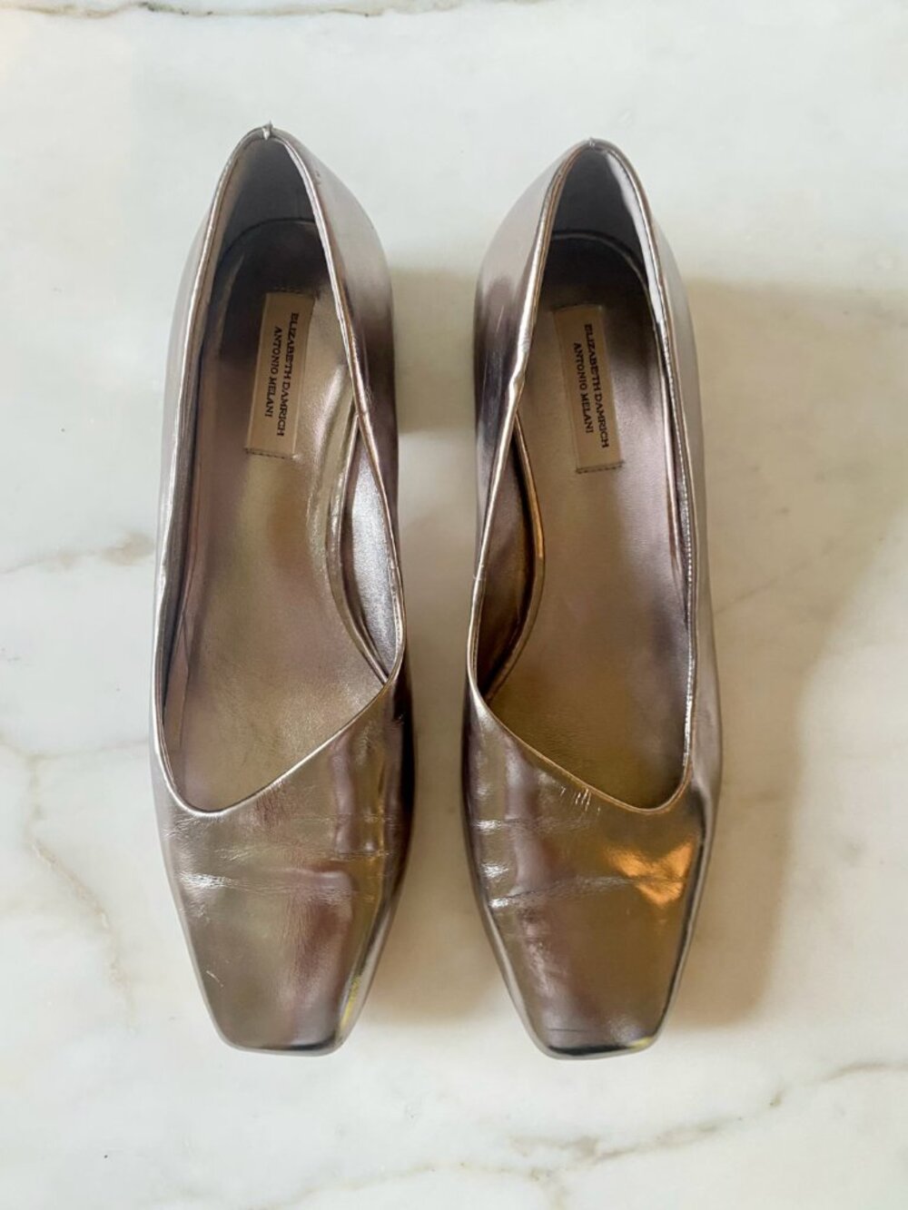Silver block heels shoes size 9.5